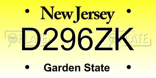 D296ZK New Jersey License Plate