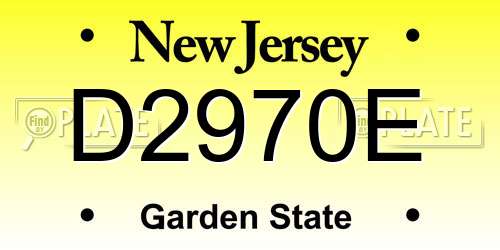 D2970E New Jersey License Plate