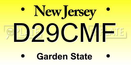 D29CMF New Jersey License Plate