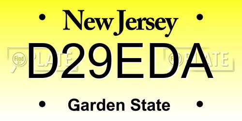 D29EDA New Jersey License Plate