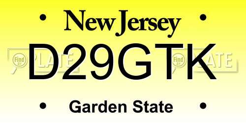 D29GTK New Jersey License Plate
