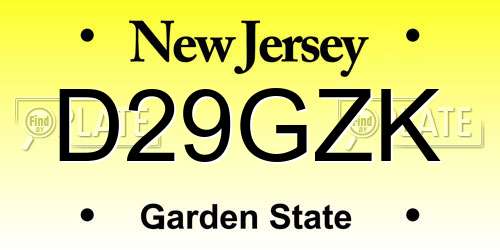 D29GZK New Jersey License Plate