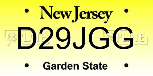D29JGG New Jersey License Plate