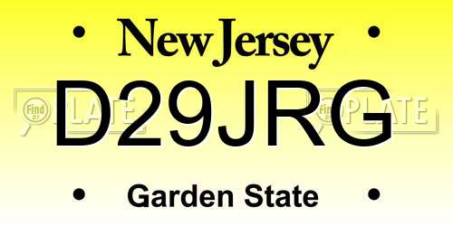 D29JRG New Jersey License Plate