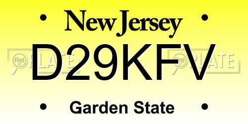 D29KFV New Jersey License Plate