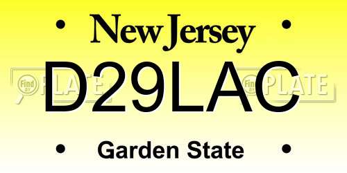 D29LAC New Jersey License Plate