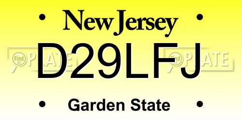 D29LFJ New Jersey License Plate