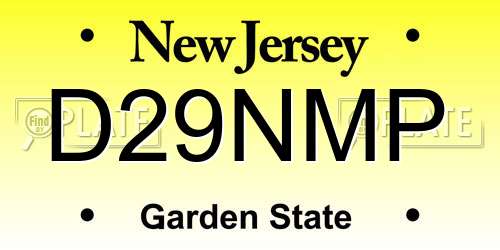 D29NMP New Jersey License Plate