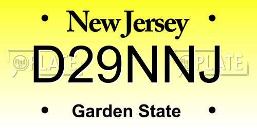 D29NNJ New Jersey License Plate