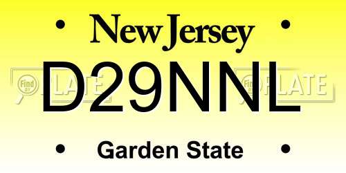 D29NNL New Jersey License Plate