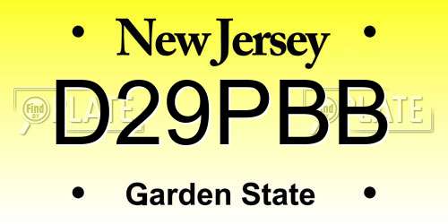 D29PBB New Jersey License Plate