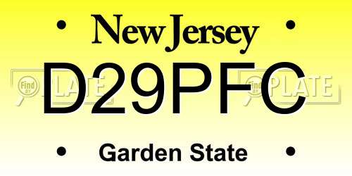 D29PFC New Jersey License Plate