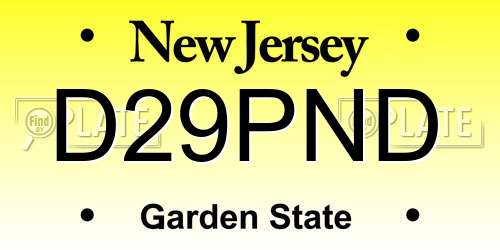 D29PND New Jersey License Plate