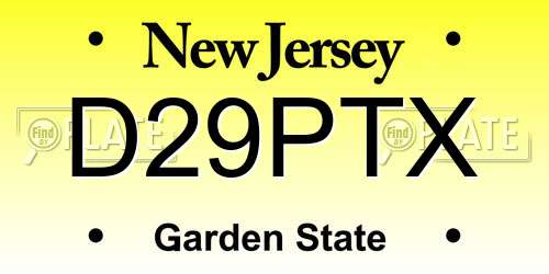 D29PTX New Jersey License Plate
