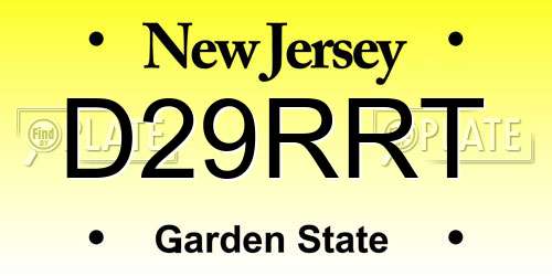 D29RRT New Jersey License Plate