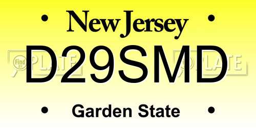 D29SMD New Jersey License Plate
