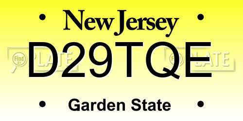 D29TQE New Jersey License Plate