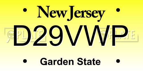 D29VWP New Jersey License Plate