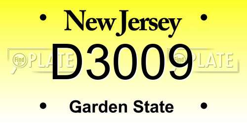 D3009 New Jersey License Plate
