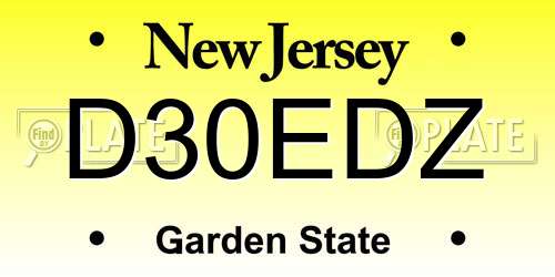 D30EDZ New Jersey License Plate