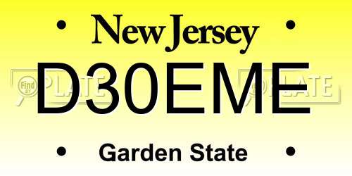 D30EME New Jersey License Plate