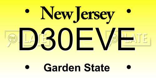 D30EVE New Jersey License Plate