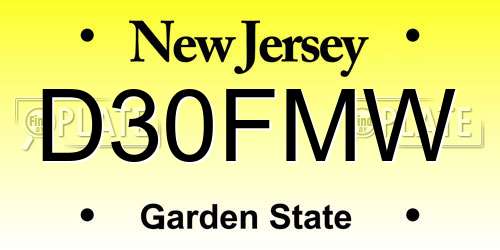 D30FMW New Jersey License Plate