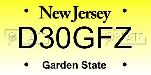 D30GFZ New Jersey License Plate