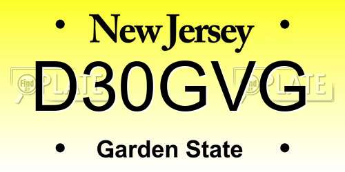 D30GVG New Jersey License Plate