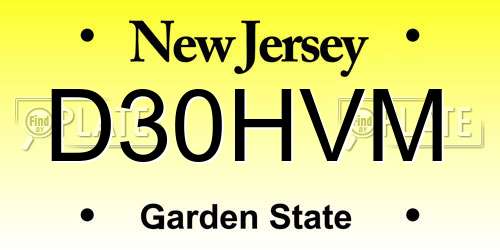 D30HVM New Jersey License Plate
