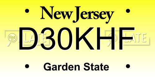 D30KHF New Jersey License Plate