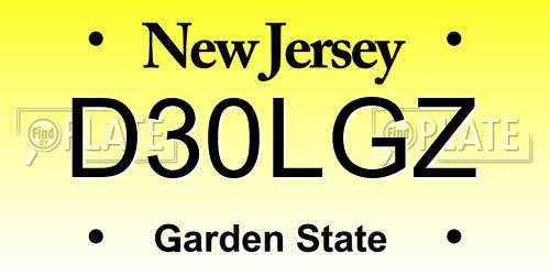 D30LGZ New Jersey License Plate
