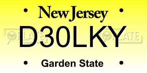 D30LKY New Jersey License Plate