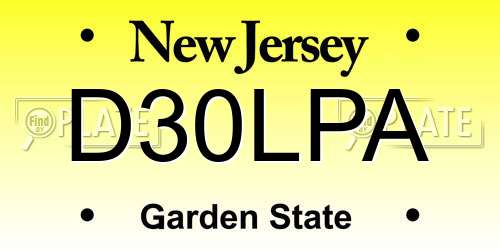 D30LPA New Jersey License Plate