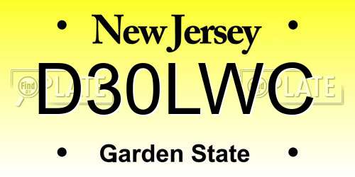 D30LWC New Jersey License Plate