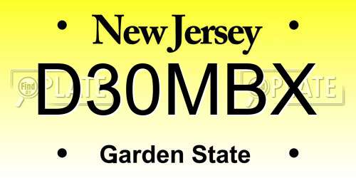 D30MBX New Jersey License Plate