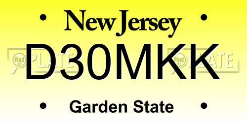 D30MKK New Jersey License Plate