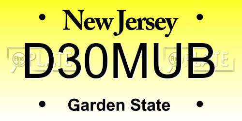 D30MUB New Jersey License Plate
