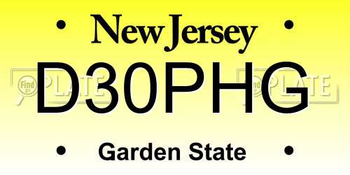 D30PHG New Jersey License Plate