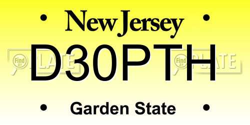 D30PTH New Jersey License Plate