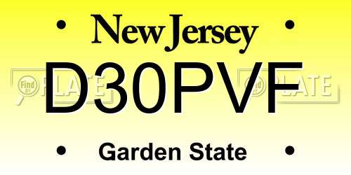 D30PVF New Jersey License Plate