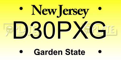 D30PXG New Jersey License Plate