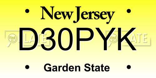 D30PYK New Jersey License Plate