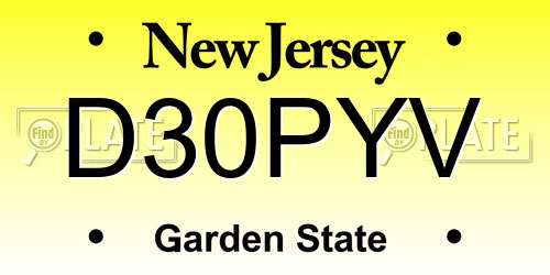 D30PYV New Jersey License Plate