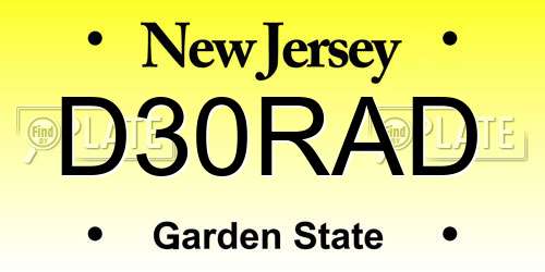 D30RAD New Jersey License Plate
