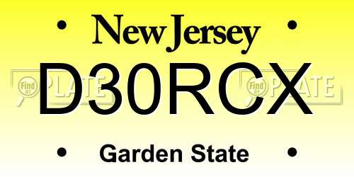 D30RCX New Jersey License Plate