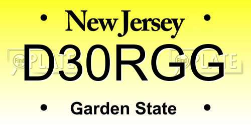 D30RGG New Jersey License Plate