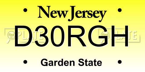 D30RGH New Jersey License Plate