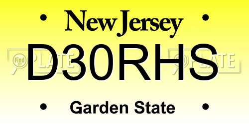 D30RHS New Jersey License Plate