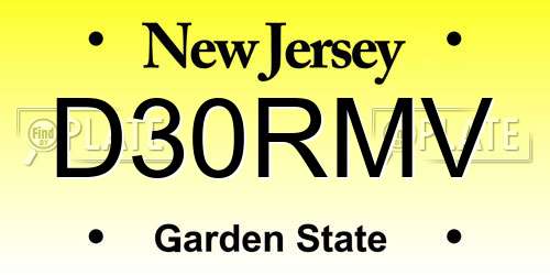 D30RMV New Jersey License Plate